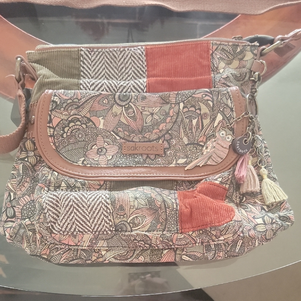 Sakroots Brown Tan Crossbody Bag with Distinctive Design